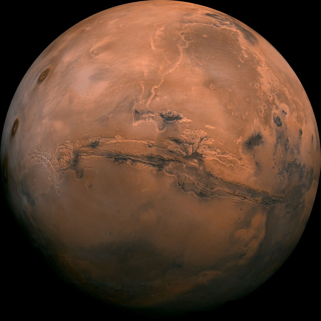 Imagen en mosaico del Valles Marineris del Planeta Marte
