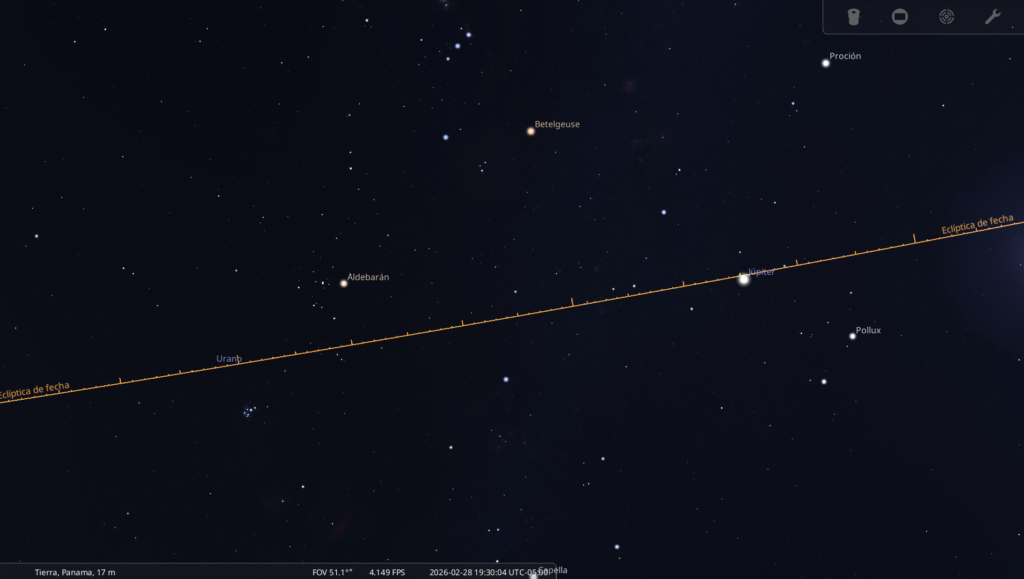 posición de los planetas 28 febrero 2026 Panamá